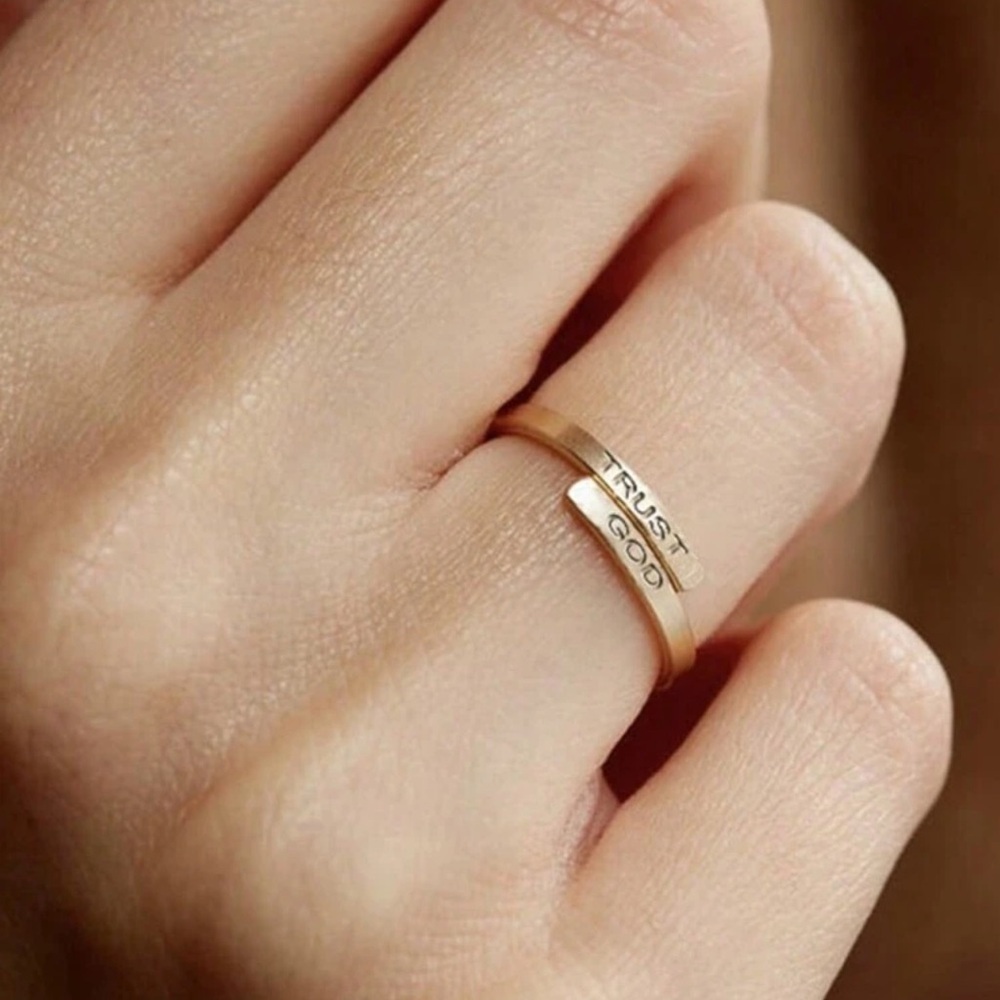 Trust God Gold Color Adjustable Ring - Picture 3 of 3
